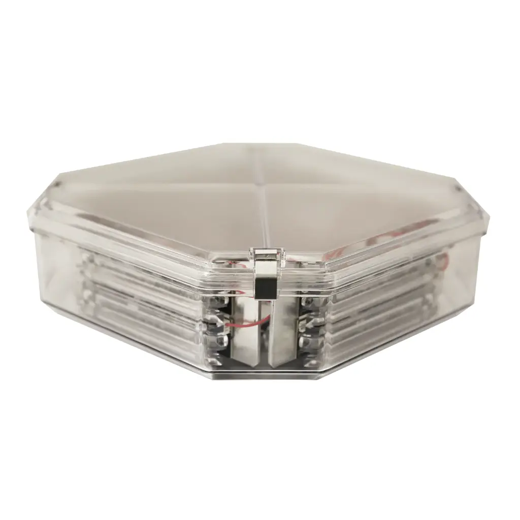 27DB003E - ECCO - Minibarra duobeam 10" 4 caras 12vcd ámbar-blanco 19 patrones