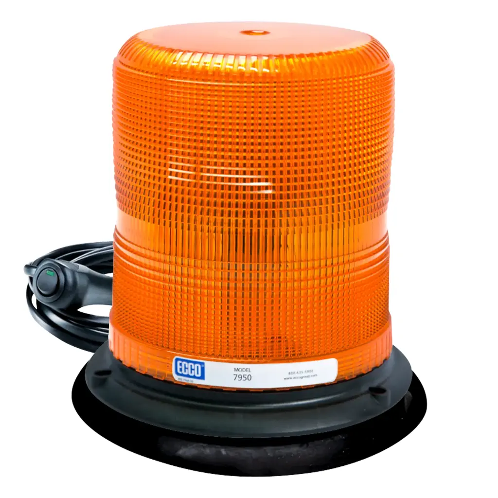 7950AVM - ECCO - Torreta led 12-48vcd color ámbar con imán y cable 3Leds Clase II 11 patrones.