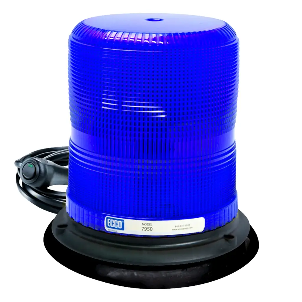 7950BVM - ECCO - Torreta led12-48vcd color azul  con imán y cable 3 leds Clase II 11 patrones.