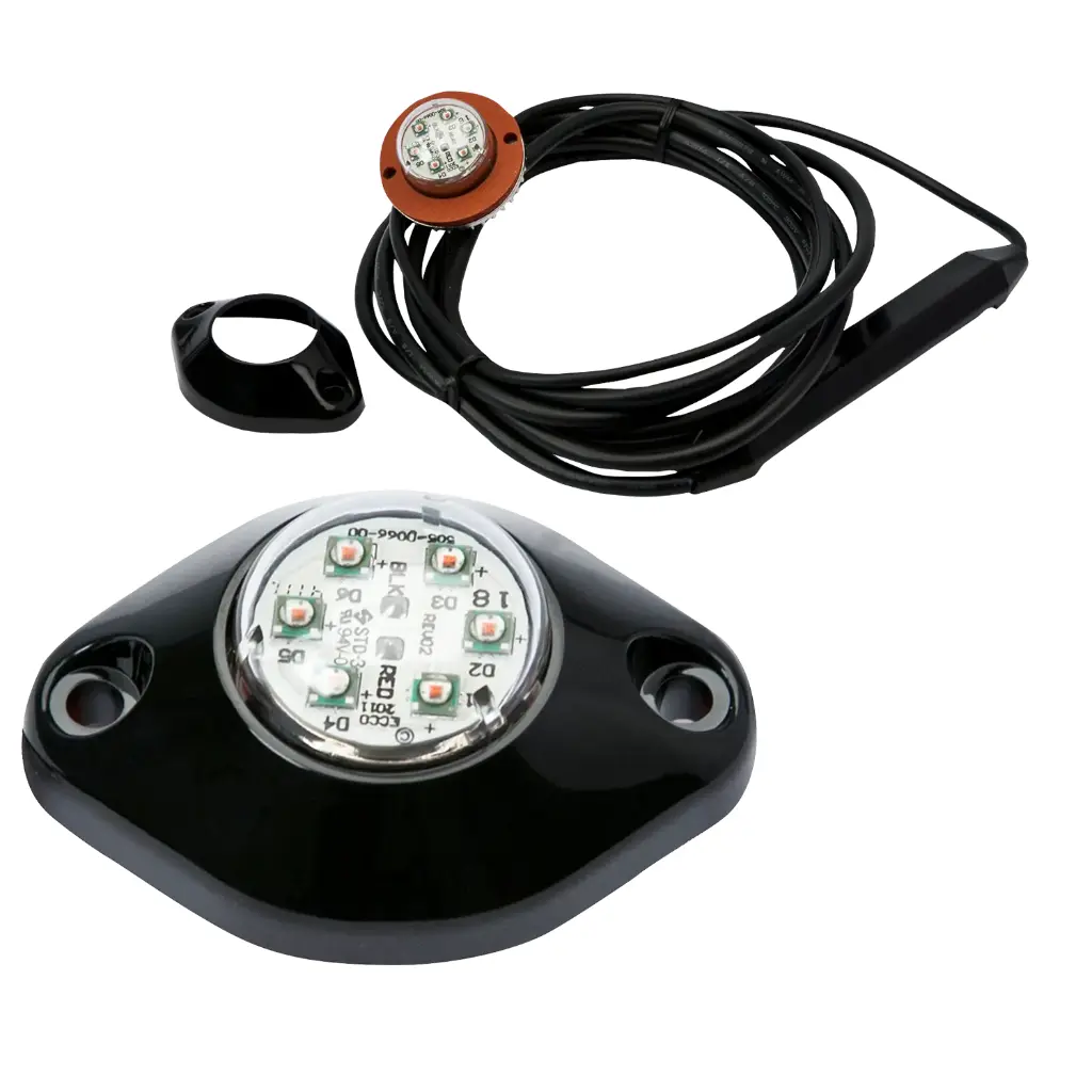 9014A - ECCO - Luz led direccional 12-24vcd ámbar 6 leds 16 patrones de destello IP67 0.9Amps.