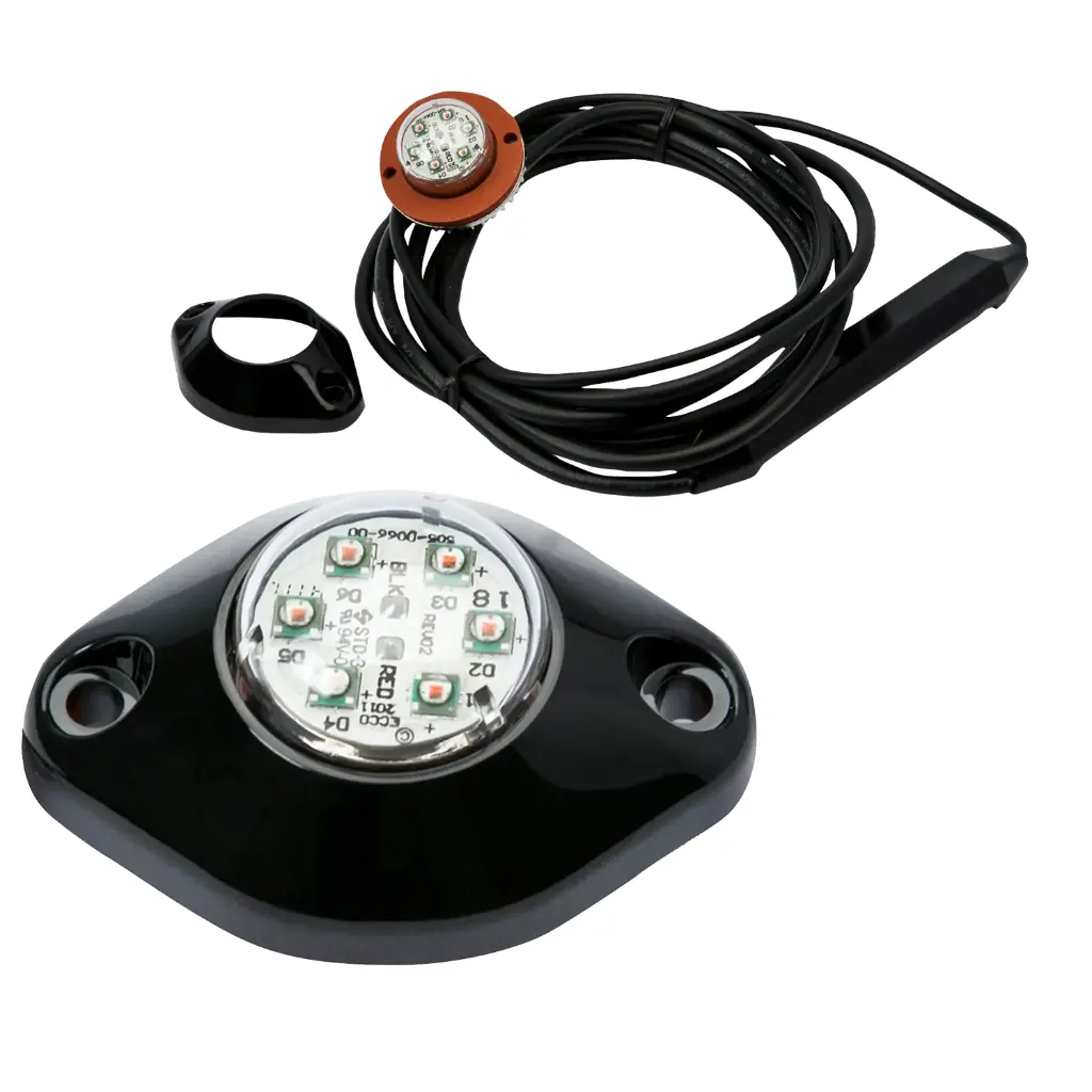 9014C - ECCO - Luz led direccional 12-24vcd blanco 6 leds 16 patrones de destello IP67 0.9Amps.