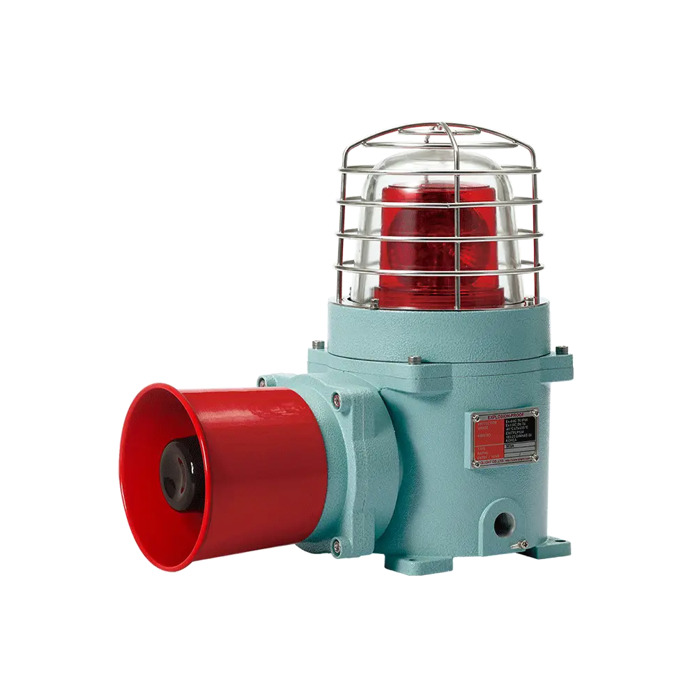SESALRWS120R-ATEX - QLight - Alarma audiovisual led giratoria 120vca roja 118dB IP66 a prueba de explosión 