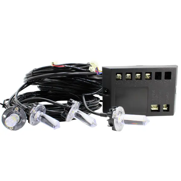 SOMD4FF - SOSLITE - Kit de 4 focos strobo con 1 led c/u 12-24vcd luz clara con 12 patrones 2 Amps Clase I IP65.