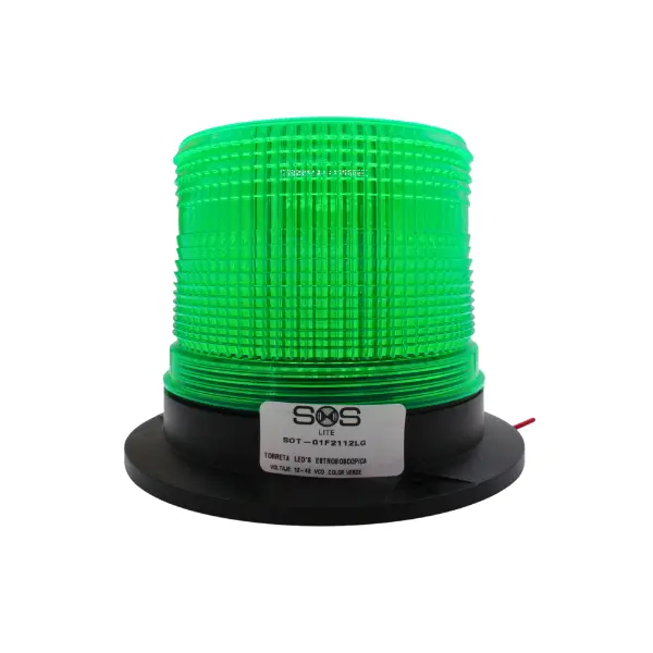 SOT01F2112LG - SOSLITE - Torreta led 12-48 vcd verde 15 Leds 24 watts un patrón flashante 0.5 Amps Clase II IP44