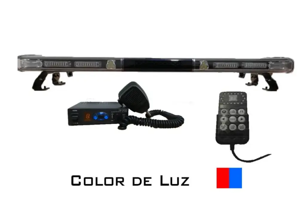 SOT5649RB - SOSLITE - Torreta barra led 49" 12 vcd 120 leds 54 rojos/54 azules/ 12 blancos 18 amps IP65 Incluye sirena y bocina