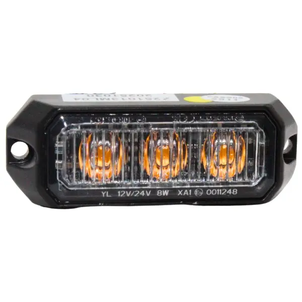 SODE3A - SOSLITE - Luz de advertencia 12-24vdc color ámbar 3 Leds Clase I, 26 patrones de flasheo IP65.