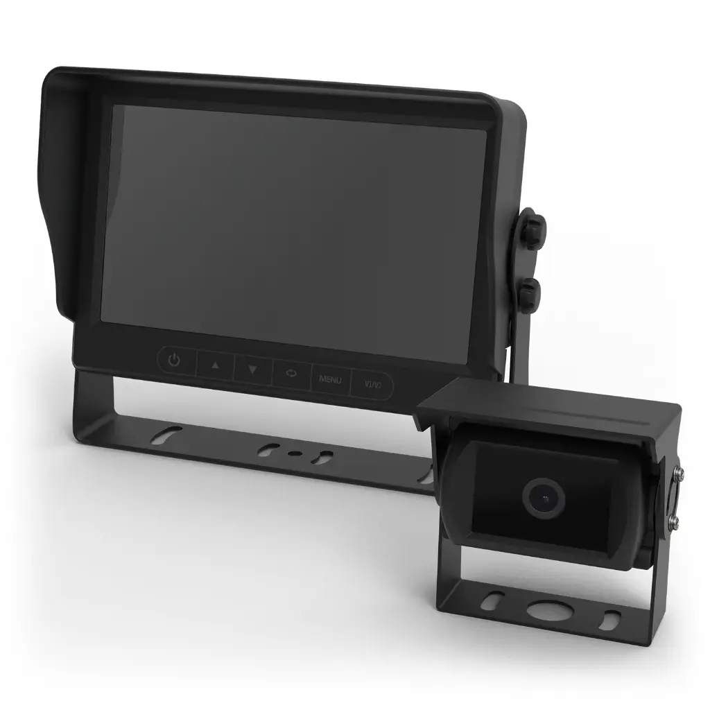 K7000B-AI - ECCO - Cámara de reversa alámbrica 12-24vcd con cámara incluida con opción para 2 cámaras cuenta con arnés.