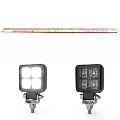 11060TOWEFARO - ECCO - Torreta LED de barra 60" 12-24 VCD ámbar 264 Leds Clase I 91 patrones IP69K(2 faros incluidos)