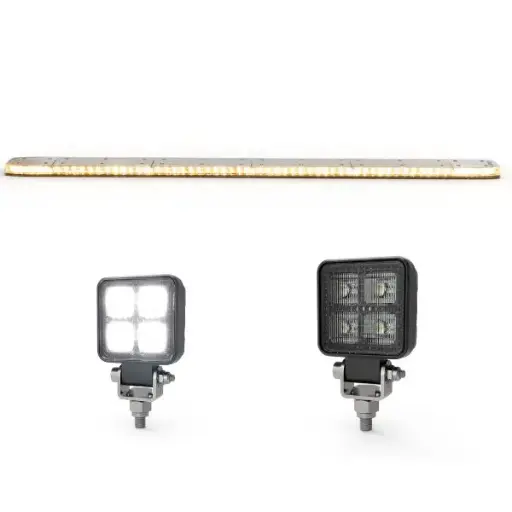 [11060CACEFARO ] 11060CACEFARO - ECCO - Torreta LED de barra 60" 12-24 VCD color ámbar/blanco 288 Leds Clase I 91 patrones IP69K. (2 faros incluidos)