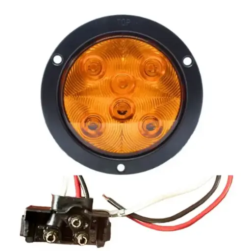 [4054AMX3 ] 4054AMX3 - TRUCK LITE - Plafón 4" 12-24vcd color ámbar con conector.