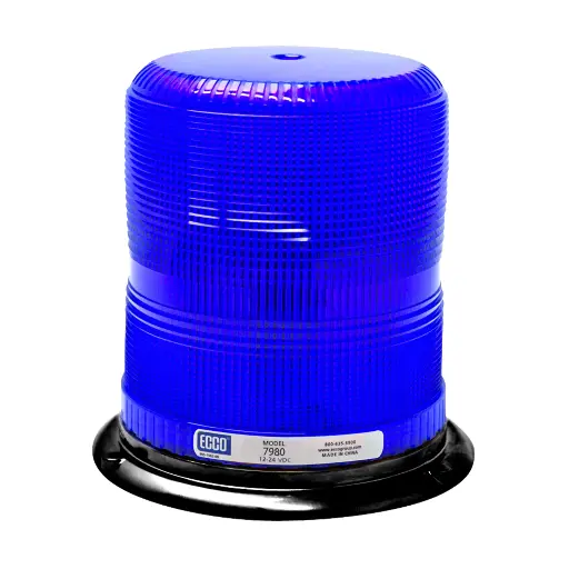 [7980B ] 7980B - ECCO - Torreta led alta vibración 12-24vcd color azul 4 Leds Clase II 11 Patrones.