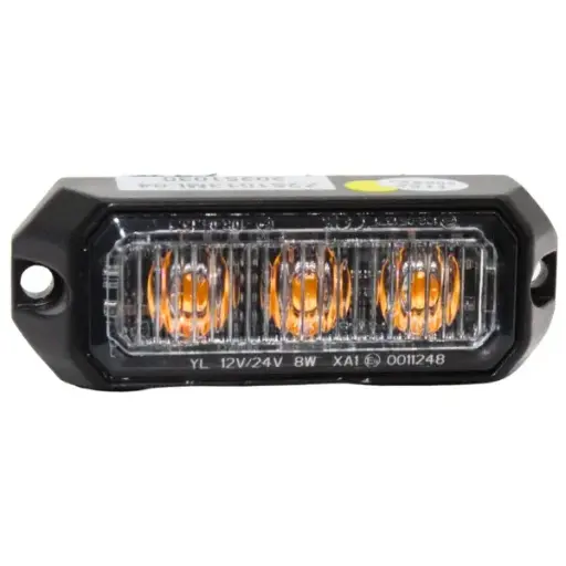 SODE3A - SOSLITE - Luz de advertencia 12-24vdc color ámbar 3 Leds Clase I, 26 patrones de flasheo IP65.